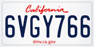 CA license plate 6VGY766