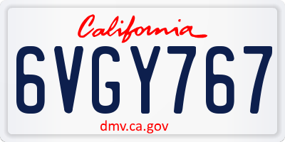 CA license plate 6VGY767