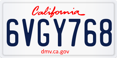 CA license plate 6VGY768