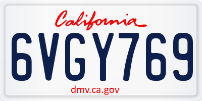 CA license plate 6VGY769