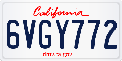 CA license plate 6VGY772