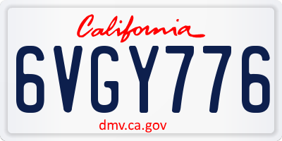 CA license plate 6VGY776