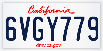 CA license plate 6VGY779