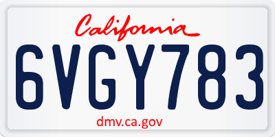 CA license plate 6VGY783