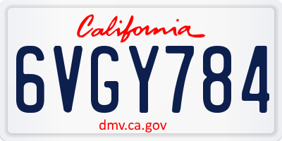 CA license plate 6VGY784