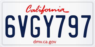 CA license plate 6VGY797