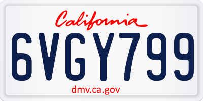 CA license plate 6VGY799