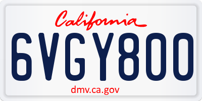 CA license plate 6VGY800