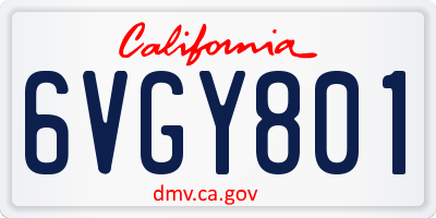 CA license plate 6VGY801