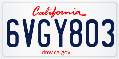 CA license plate 6VGY803