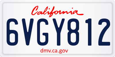 CA license plate 6VGY812