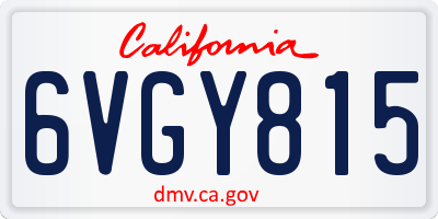 CA license plate 6VGY815