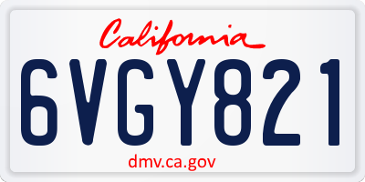 CA license plate 6VGY821
