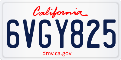CA license plate 6VGY825
