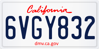 CA license plate 6VGY832