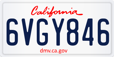 CA license plate 6VGY846