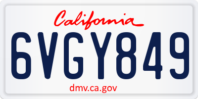 CA license plate 6VGY849
