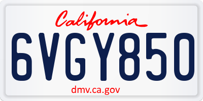 CA license plate 6VGY850