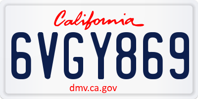 CA license plate 6VGY869