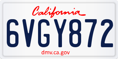 CA license plate 6VGY872