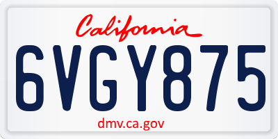 CA license plate 6VGY875