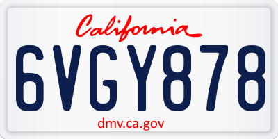 CA license plate 6VGY878