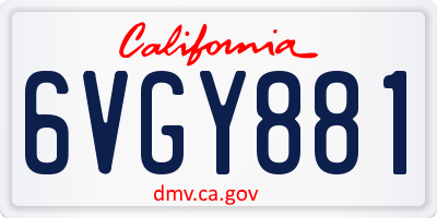 CA license plate 6VGY881