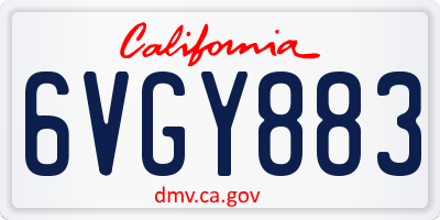 CA license plate 6VGY883