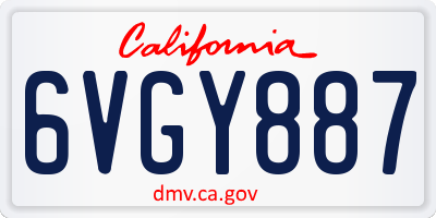 CA license plate 6VGY887