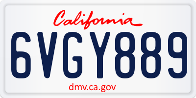 CA license plate 6VGY889
