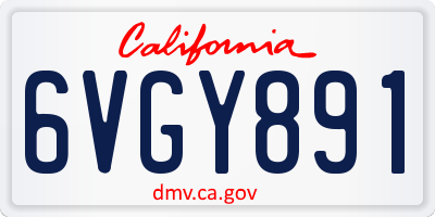 CA license plate 6VGY891