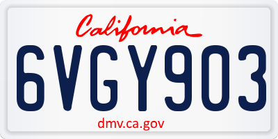CA license plate 6VGY903