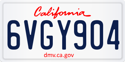 CA license plate 6VGY904