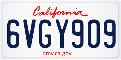 CA license plate 6VGY909