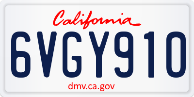 CA license plate 6VGY910