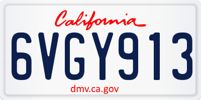 CA license plate 6VGY913