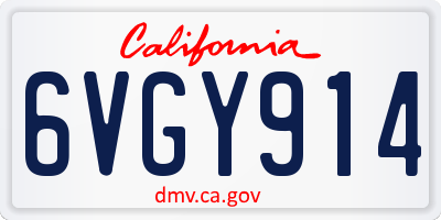 CA license plate 6VGY914