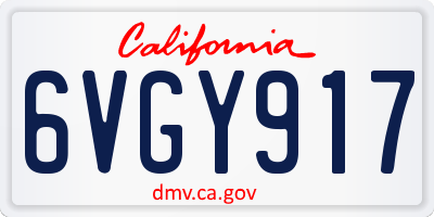 CA license plate 6VGY917