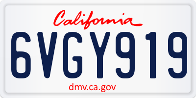CA license plate 6VGY919