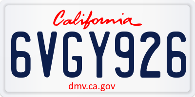 CA license plate 6VGY926