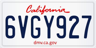 CA license plate 6VGY927