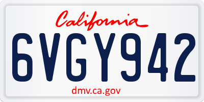 CA license plate 6VGY942