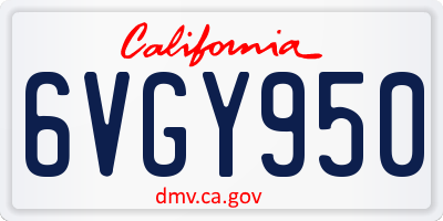 CA license plate 6VGY950