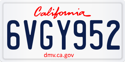 CA license plate 6VGY952