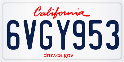CA license plate 6VGY953
