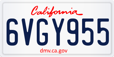 CA license plate 6VGY955