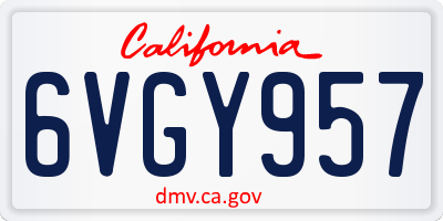 CA license plate 6VGY957