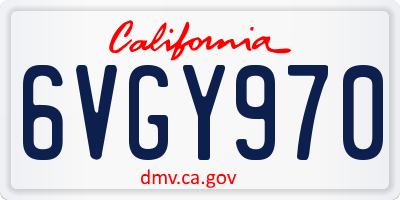 CA license plate 6VGY970