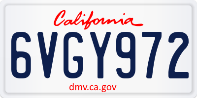 CA license plate 6VGY972