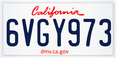 CA license plate 6VGY973